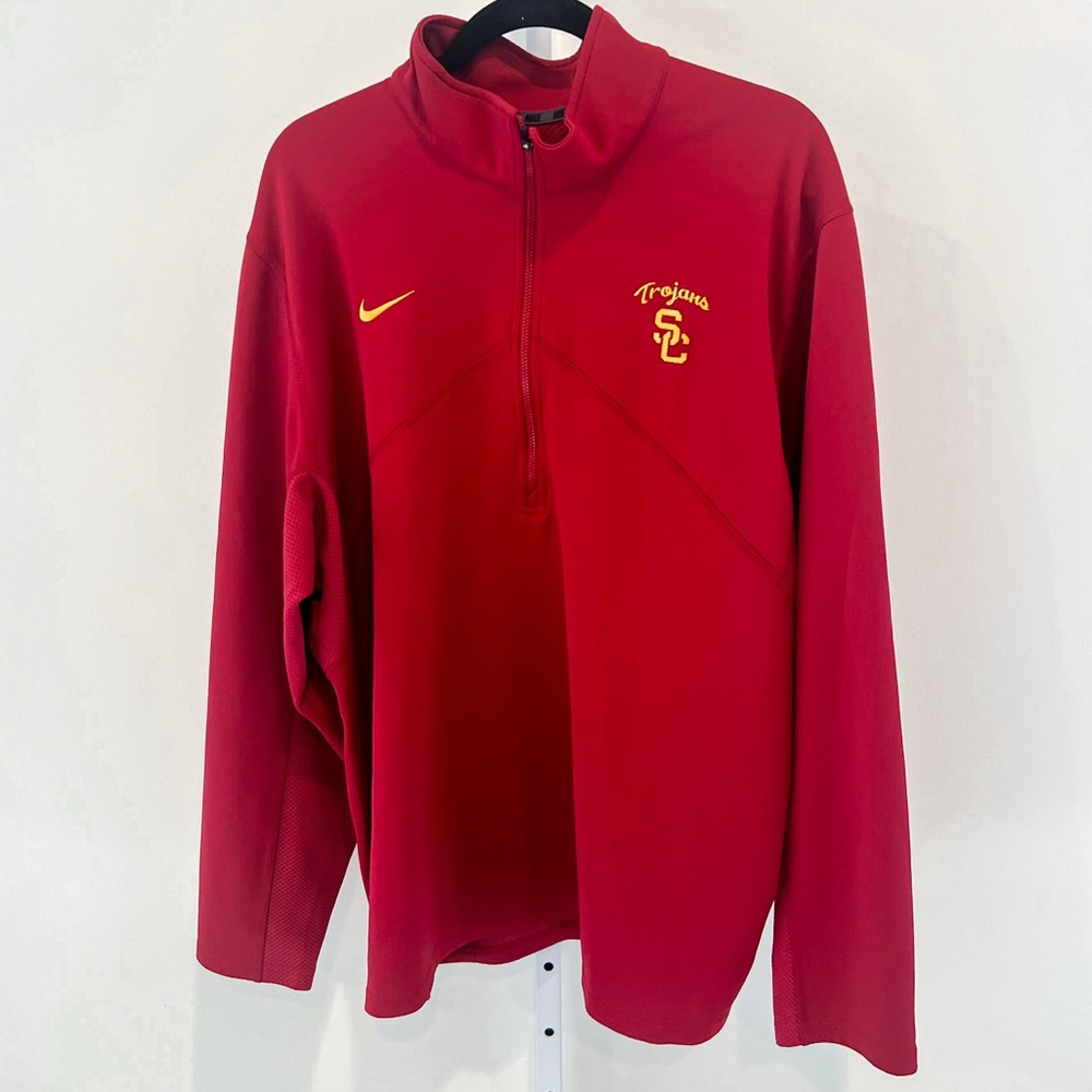 Nike USC Trojans Quarter Zip Dri Fit Pullover Red and Gold Shirt Men’s Sz XXL